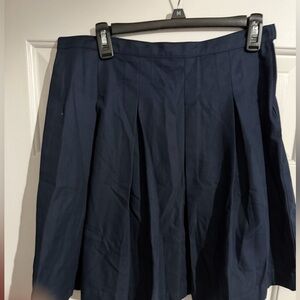 Lands' End Navy Pleated Uniform Skirt